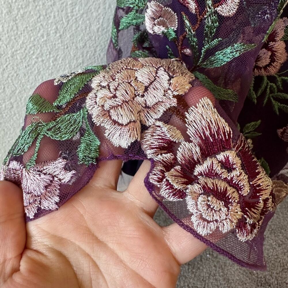 Marchesa Notte Embroidered Floral Gown - Picture 9 of 12